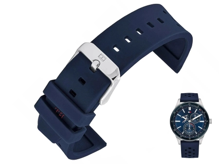 Oryginalny czarny pasek z gładkiej skóry naturalnej do zegarka Tommy Hilfiger 1792004 o szerokości 21 mm.
